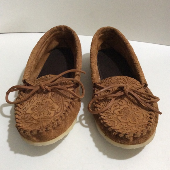 NWOT Laurentian Chief tooled suede leather moccasin - Picture 1 of 10